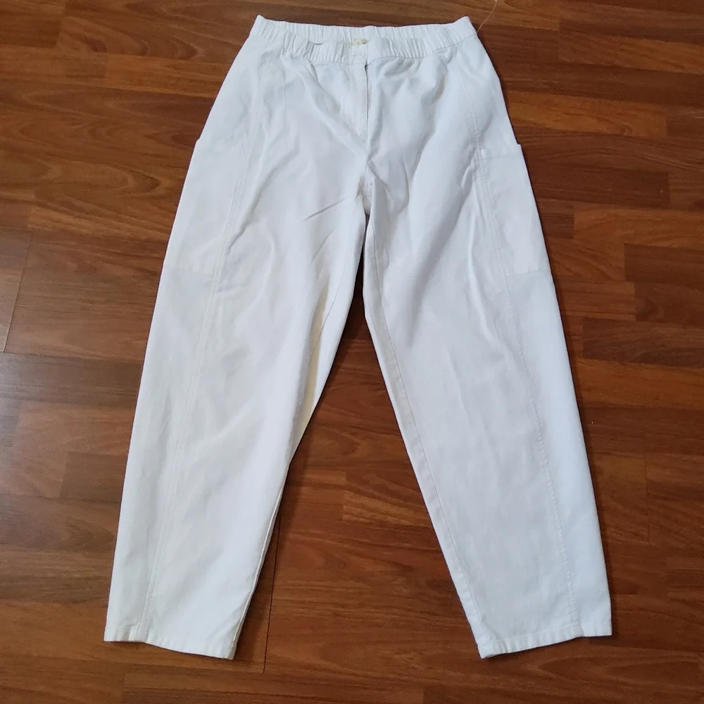 Eileen Fisher White Organic Cotton Hemp Crop Pants Cargo Size S EUC - Picture 4 of 11